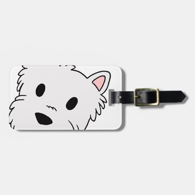 Étiquette À Bagage bande dessinée head.png de westie (Devant horizontal)