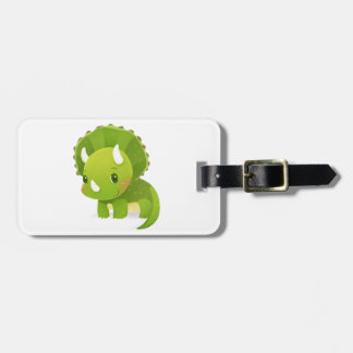 Étiquette À Bagage bande dessinée mignonne de dinosaure de bébé vert