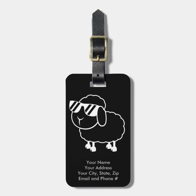 Étiquette À Bagage Bande dessinée mignonne de moutons noirs (Devant Vertical)