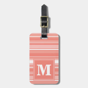 Étiquette À Bagage Bandes de corail monogramme