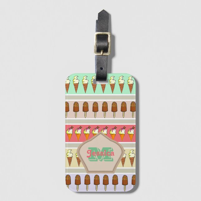 Étiquette À Bagage Bandes de crème glacée personnalisées (Devant Vertical)
