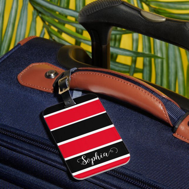 Étiquette À Bagage Bandes De Nom Personnalisées Rouge Et Noir (Insitu Rectoal 1)