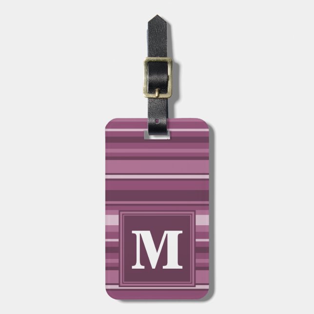 Étiquette À Bagage Bandes mauve monogrammes (Devant Vertical)