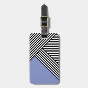 Étiquette À Bagage Bandes noires et blanches avec triangle bleu