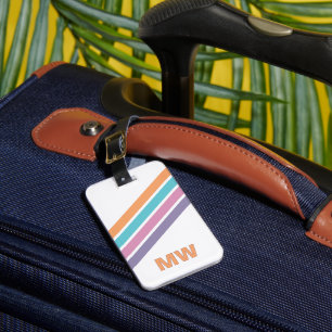 Étiquette À Bagage Bandes rétro-roses pourpres personnalisées