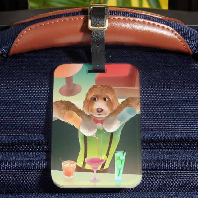 Étiquette À Bagage Bartending Dog in Retro Bar (Insitu Rectoal 2)
