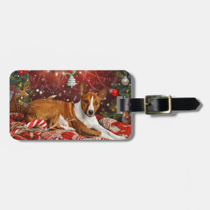 Étiquette À Bagage Basenji Chien Fête de Noël