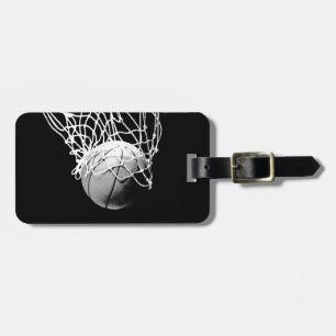 Étiquette À Bagage Basket-ball noir et blanc