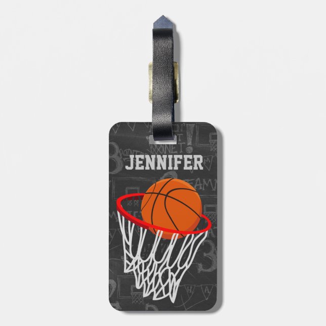 Étiquette À Bagage Basket-ball personnalisé et cercle de tableau (Dos Vertical)