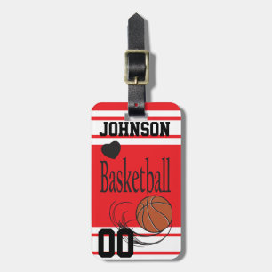 Étiquette À Bagage Basket-ball rouge et blanc