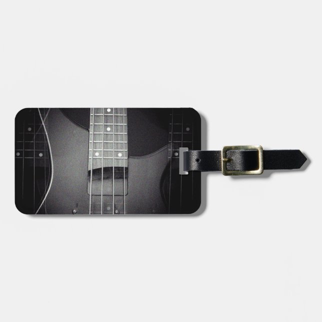 Étiquette À Bagage Bass Guitar Modern Music Modèle Ajouter un texte p (Devant horizontal)