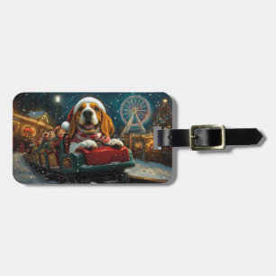 Étiquette À Bagage Basset Hound Dog Roller Dessous de verre Noël