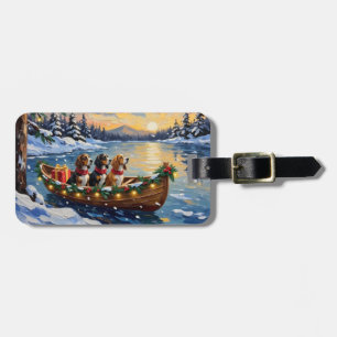 Étiquette À Bagage Basset Hound Noël Bateau Fêtes