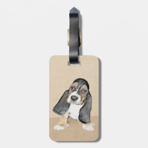 Étiquette À Bagage Basset Hound Peinture Chiot - Art Chien original