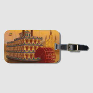 Étiquette À Bagage Bateau à vapeur à roue à aubes Mardi Gras vintage