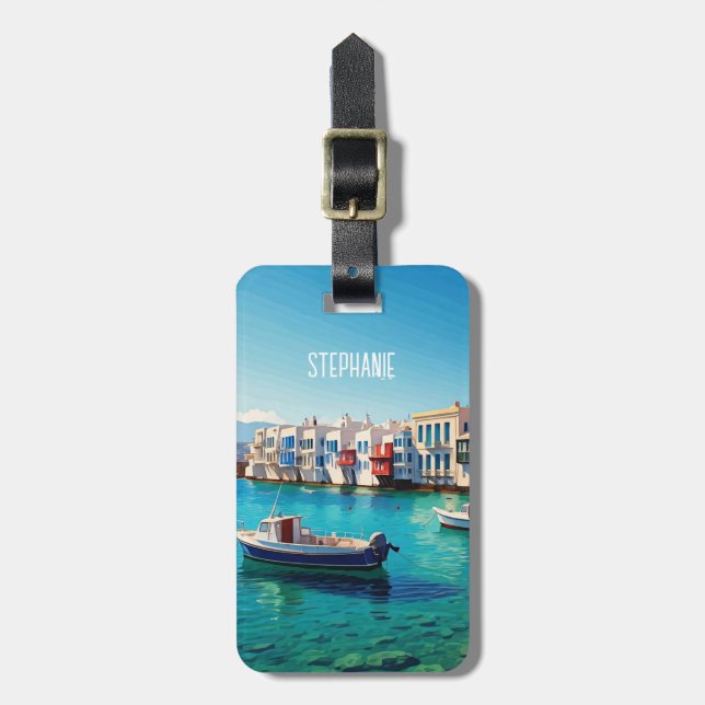 Étiquette À Bagage Bateaux des îles grecques de Mykonos (Devant Vertical)