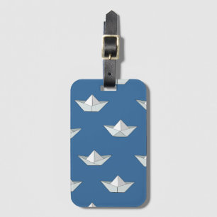 Étiquette À Bagage Bateaux d'origami sur le motif de l'eau