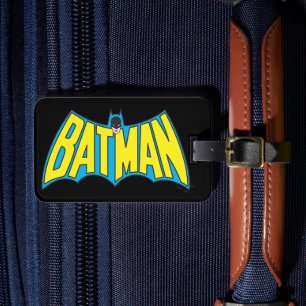 Étiquette À Bagage Batman   Logo Vintage bleu jaune