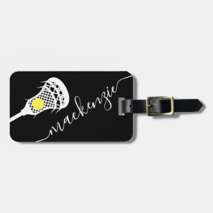 Étiquette À Bagage Bâton de Larcrosse Monogramme personnalisé Noir Bl