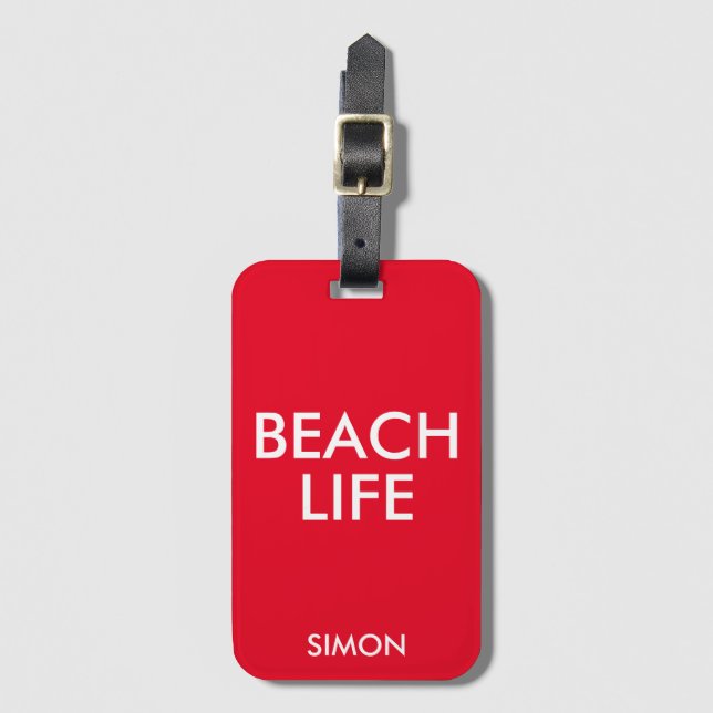 Étiquette À Bagage Beach Life Lifeguard Cadeau Rouge (Devant Vertical)