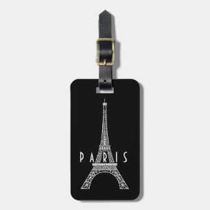 Étiquette À Bagage Beau blanc France Paris Tour Eiffel Bouton