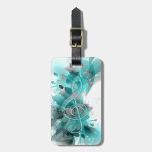 Étiquette À Bagage Beau bleu gris cool fleurs splatter feuille