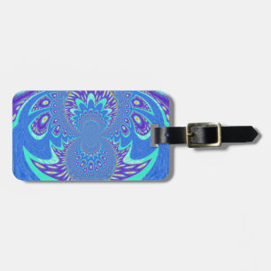 Étiquette À Bagage Beau cyan bleu kaléidoscope vectoriel design