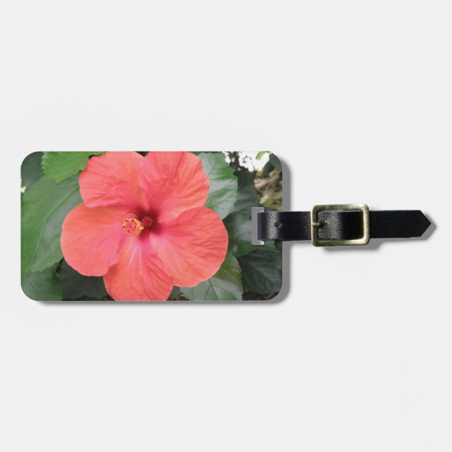 Étiquette À Bagage Beau Hibiscus Orange Fleur Bagage Personnalisé (Devant horizontal)