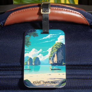 Étiquette À Bagage Beau Krabi Thaïlande Tropical Paradise Voyage