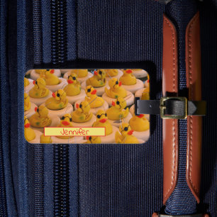 Étiquette À Bagage Beaucoup De Canards En Caoutchouc Jaune Personnali