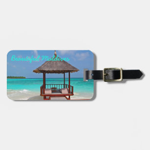 Étiquette À Bagage Beaux, ensoleillés plage d'île des Maldives et