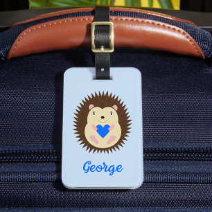 Étiquette À Bagage Bébé Garçon Cœur Hérisson Personnalisé