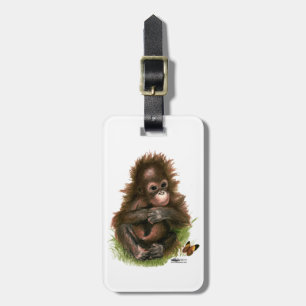 Étiquette À Bagage Bébé orang-outan et papillon