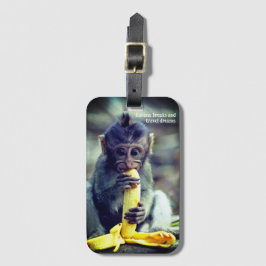 Étiquette À Bagage Bébé Singe Manger Banane