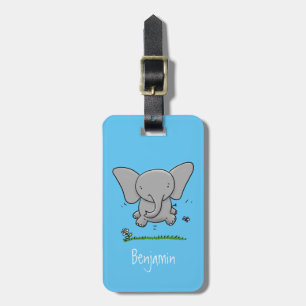 Étiquette À Bagage Belle adorable dessin d'éléphant bébé