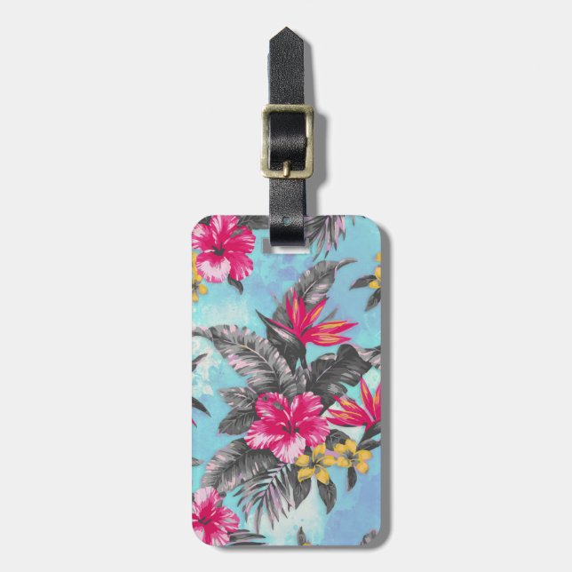 Étiquette À Bagage Belle aquarelle tropicale à peinture florale (Devant Vertical)