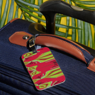 Étiquette À Bagage Belle Belle Art Tribal Africain Rouge et Jaune