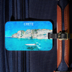 Étiquette À Bagage Belle Crète Grèce Ocean Peinture