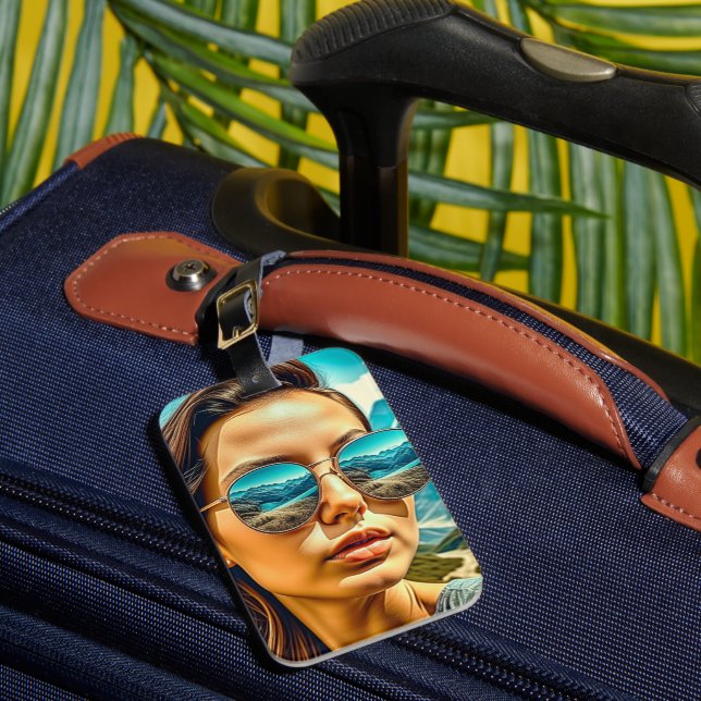 Étiquette À Bagage Belle femme dans les lunettes de soleil La réflexi (Insitu Rectoal 1)