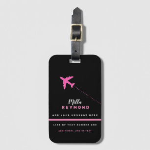 Étiquette À Bagage belle femme moderne PINK BLACK Voyage aérien