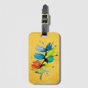 Étiquette À Bagage Belle fleur d'aquarelle florale colorée