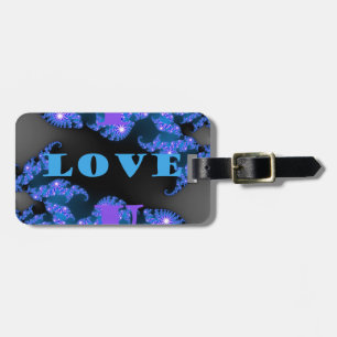 Étiquette À Bagage Belle Galactique Blue Love Texte Motif Design,