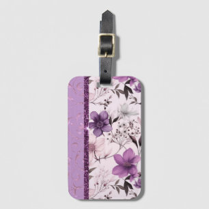 Étiquette À Bagage Belle lavande et rose floral