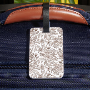 Étiquette À Bagage Belle Mocha Mousse Vintage Floral