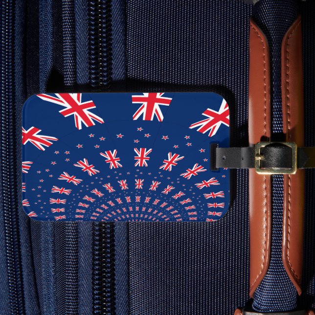 Étiquette À Bagage Belle Nouvelle-Zélande Drapeau Art Design (Insitu Rectoal 4)