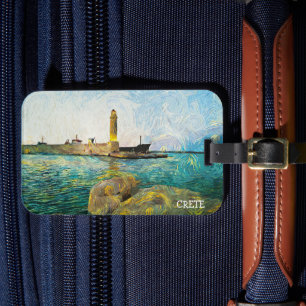 Étiquette À Bagage Belle peinture à l'huile de Crète Grèce