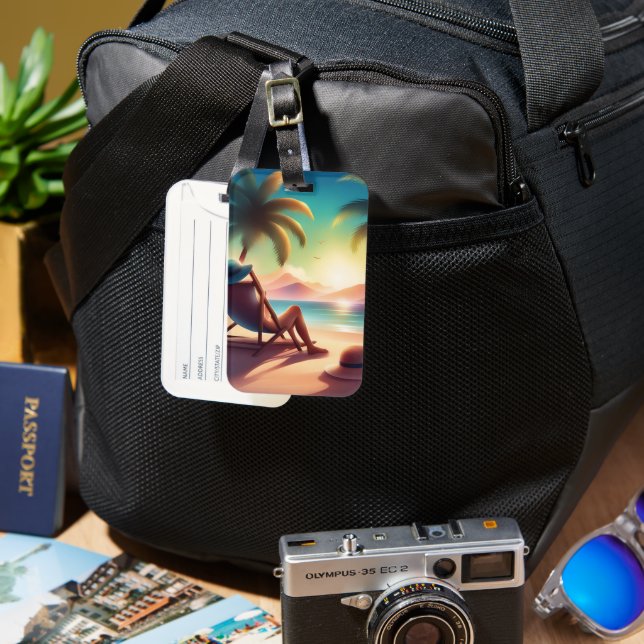 Étiquette À Bagage belle plage (Recto & Verso)