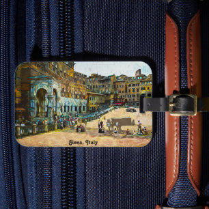 Étiquette À Bagage Belle Siena Italie Ville Peinture à l'huile