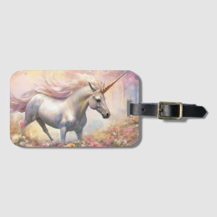 Étiquette À Bagage Belle Unicorne magique Pastel Gold