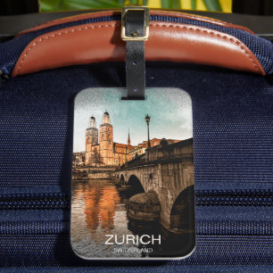 Étiquette À Bagage Belle Vintage Zurich Suisse City View